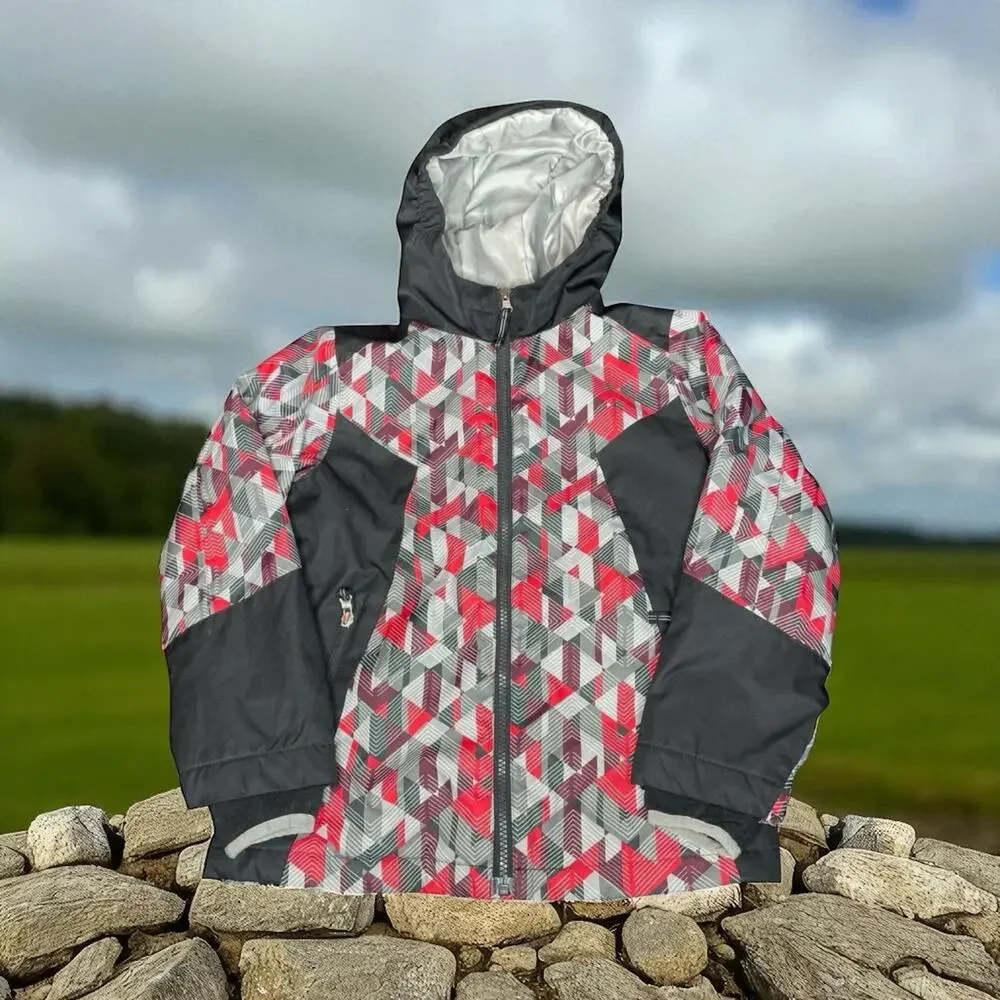 Lands End Kids Large 14/16 Squall Winter Jacket Hooded Insulated Geometric Coat